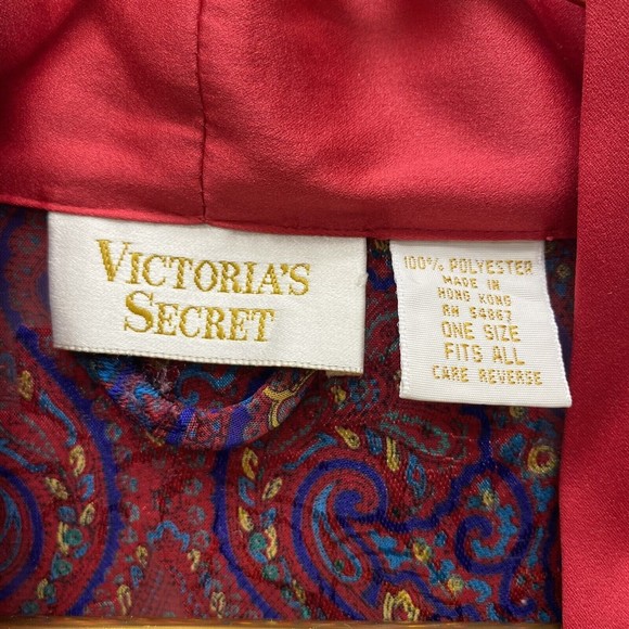 Victorias Secret Sheer Paisley Robe OS Satin Trim Gold Label Pockets *NO BELT - Picture 5 of 5